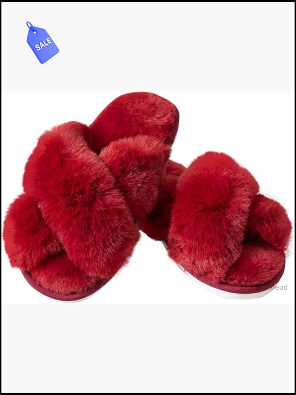 Fuzzy Cross Band Slippers Open Toe Indoor Outdoor Soft Plush House Shoes